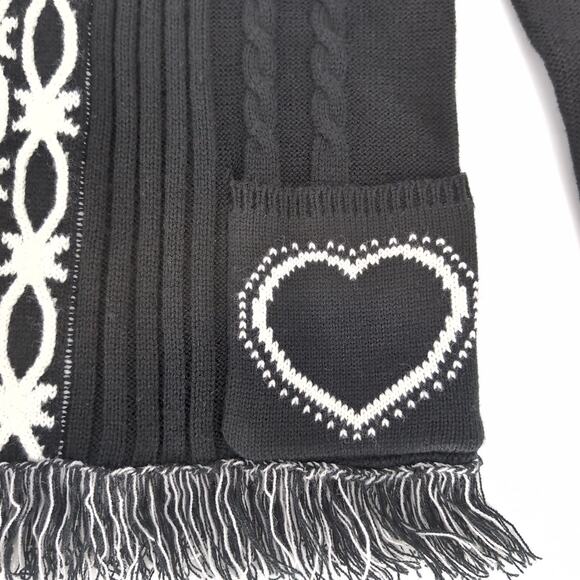Desigual Jers Brixton Black & White Wool Blend Fringe Hem Sweater - Size M - GUC - Picture 5 of 16